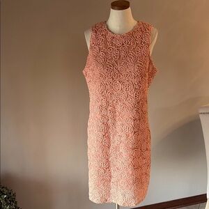 LOVE FOR HUMANITY Couture peach cocktail textured 3D lace dress mini sleeveless